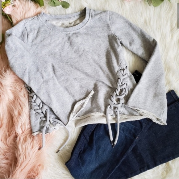 Betsey Johnson Gray Cropper Lace Up Sweatshirt EUC sz XS - Picture 6 of 9